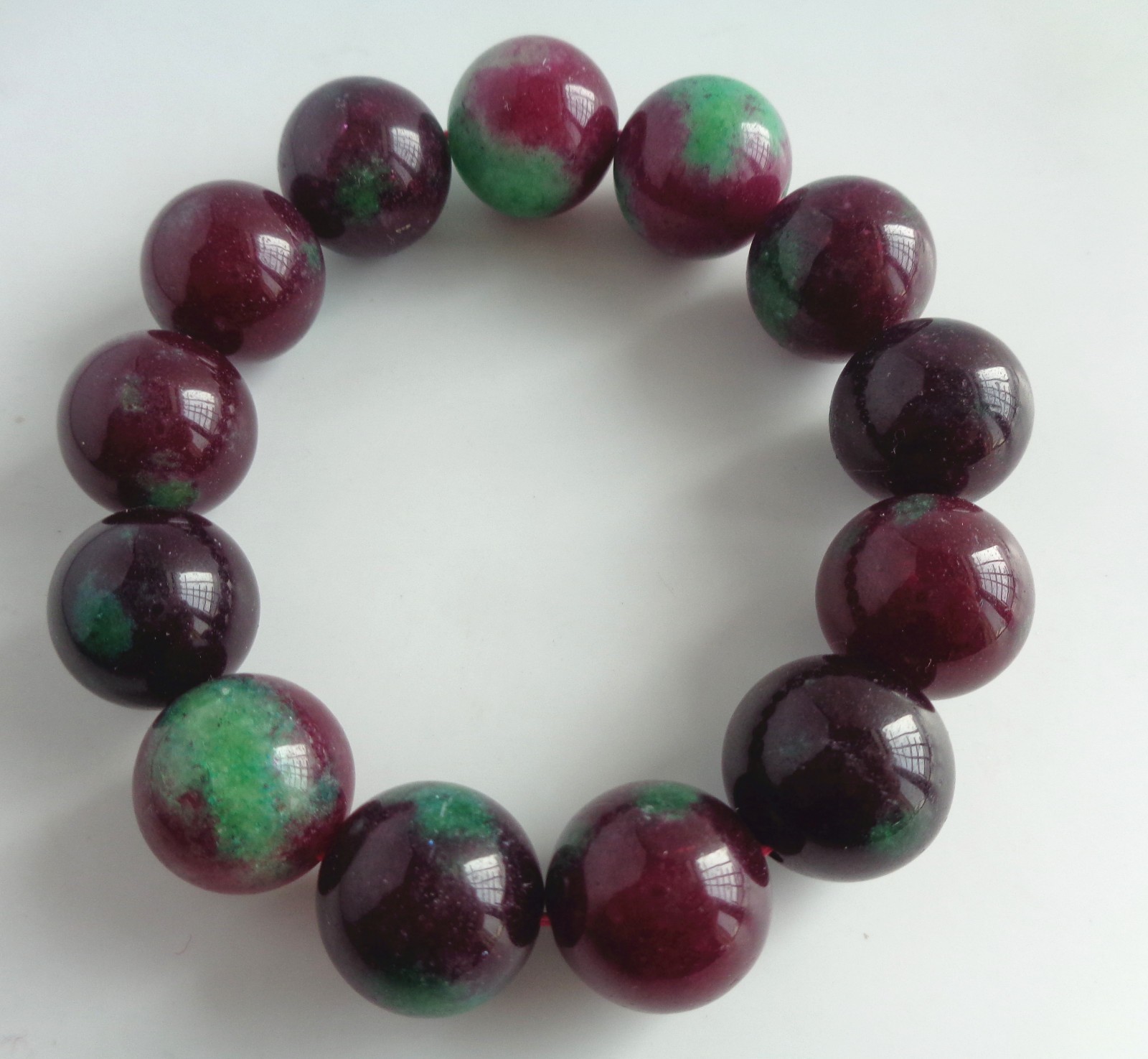 16MM Fashion Jewelry Natural China Jade Hand-Carved Beads Stretchy Bracelet