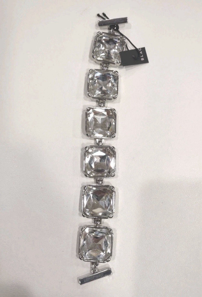 Chico’s Large Clear Rhinestone Link Bracelet 8″ Magnetic Clasp New Goddess Fun