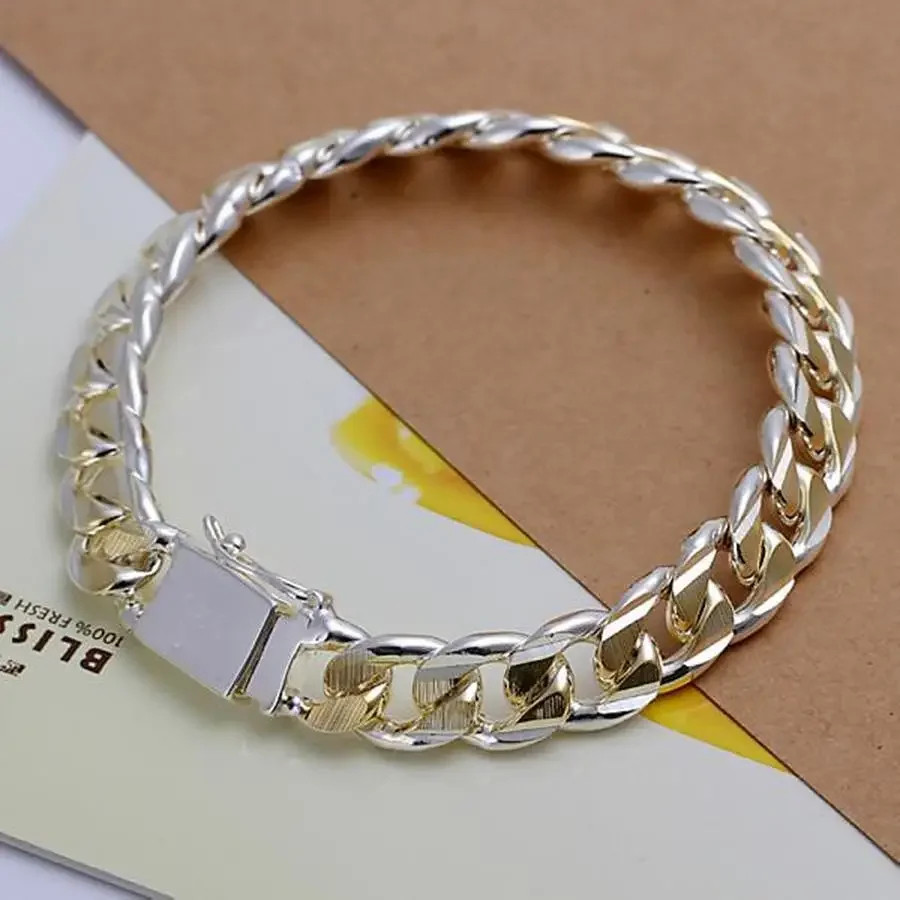 925 Sterling Silver Exquisite 10mm Chain Men Women Chain Noble Wedding Bracelet