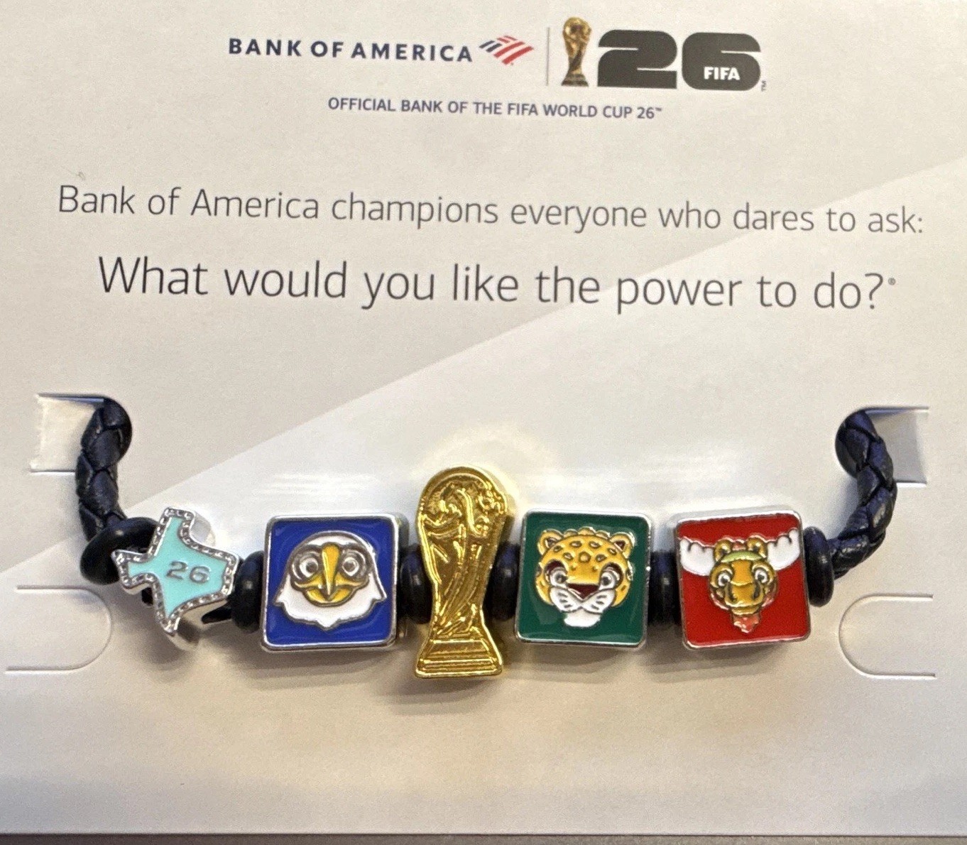 FIFA World Cup 26 TEXAS Braided Cord Bead Charm Bracelet Multicolor (Small)