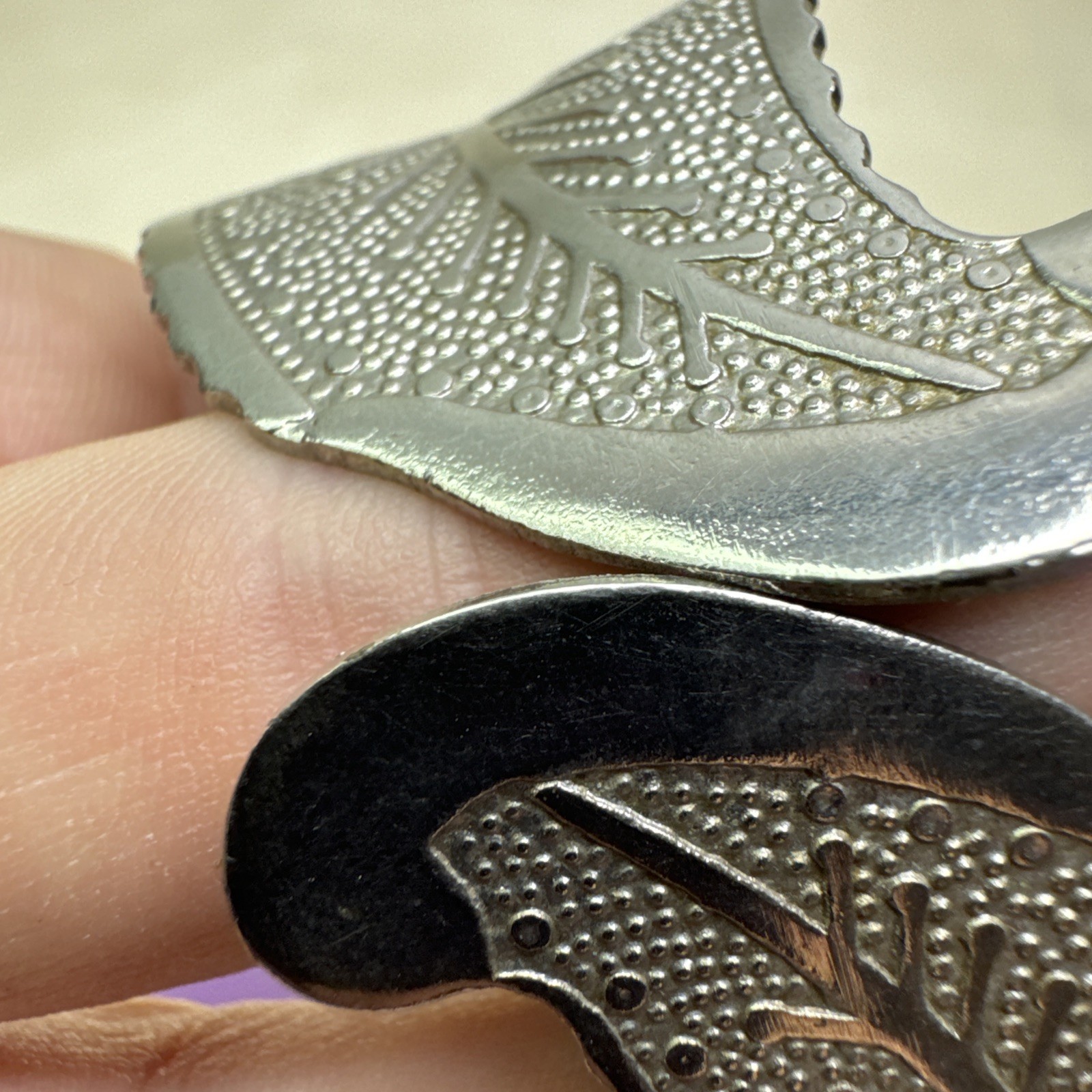 Leaf Wrap Cuff Bracelet Etched Metal Silver Tone