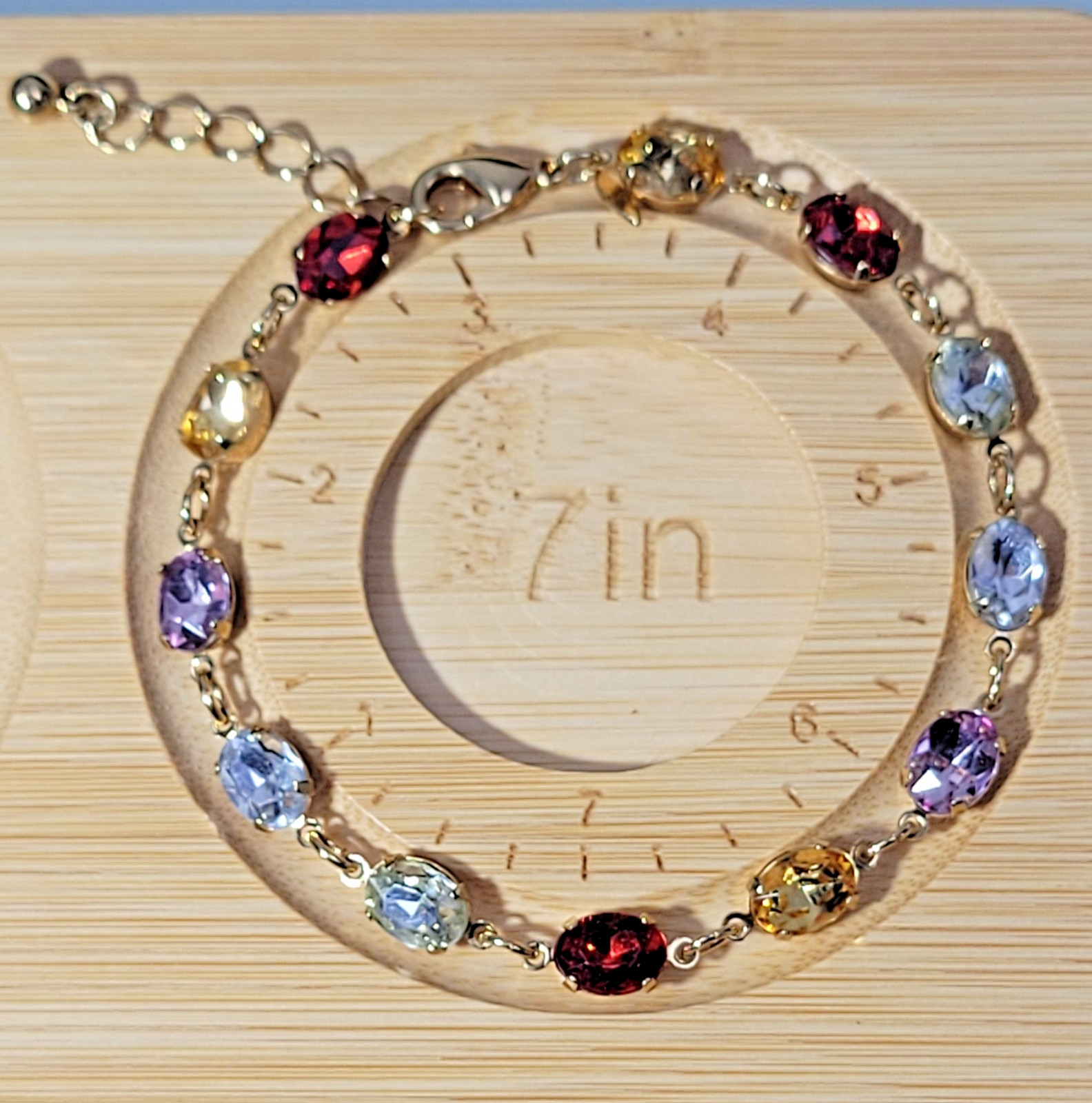 Gold Tone Multicolor Crystal Kasia Tennis Bracelet Size 7 – 8 in NIB 2010