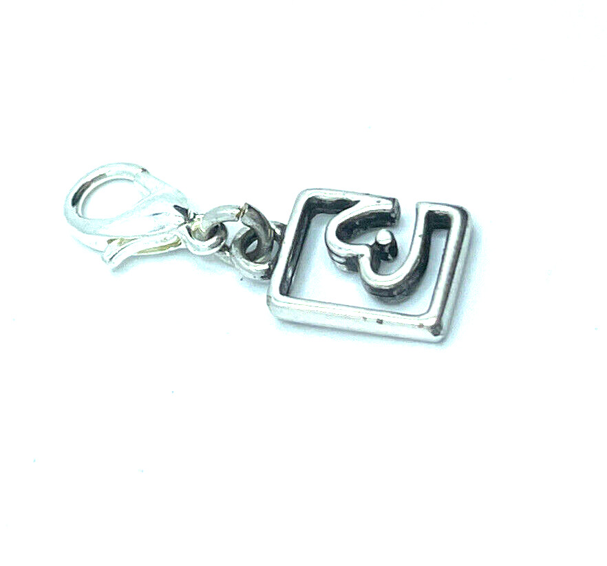 Brighton Rectangle With Open Heart Custom Silver Charm