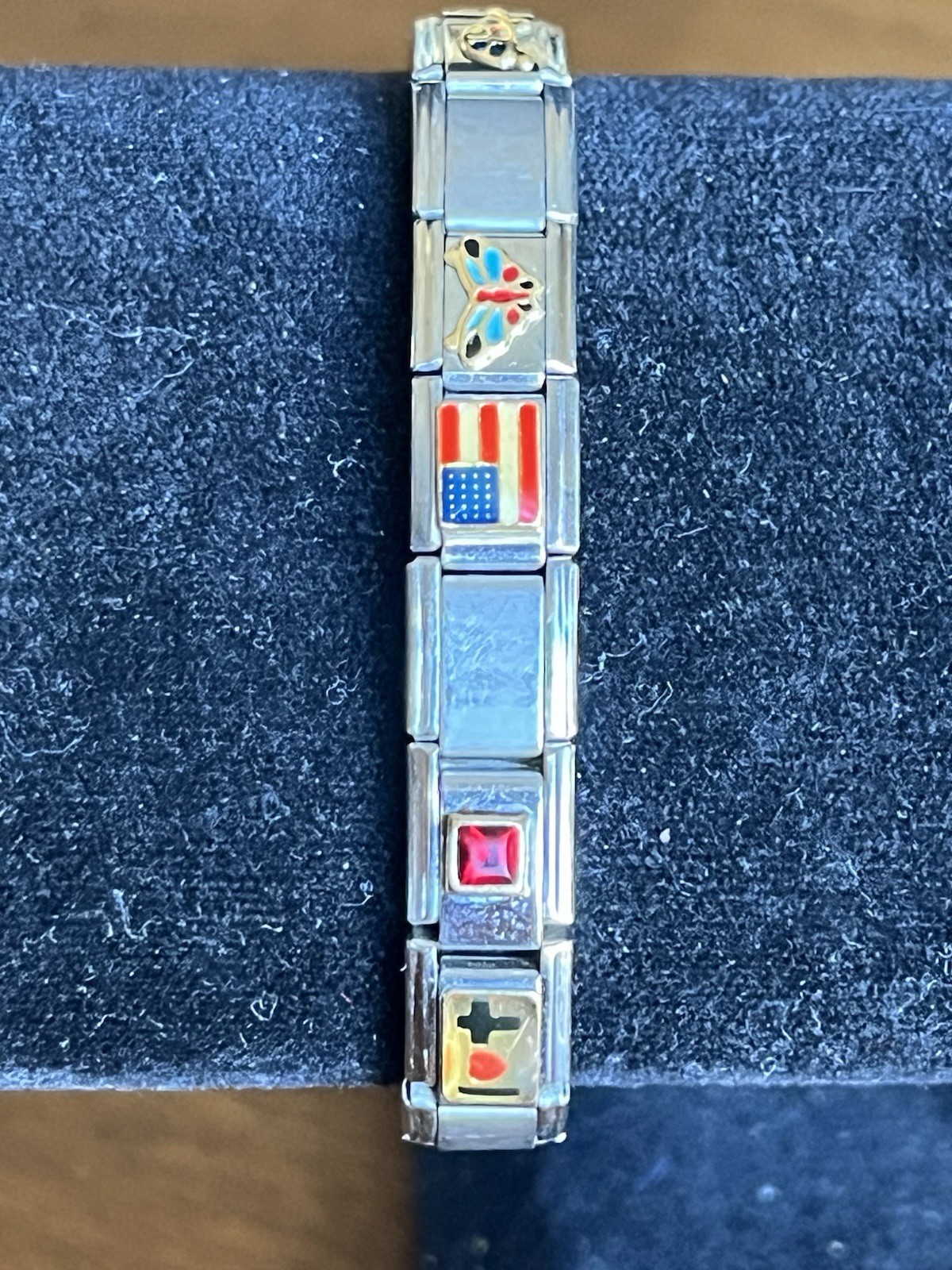 Italian Pagoda 18K Stainless Steel Italy Link Bracelet W/10 Color Charms 5, 18k