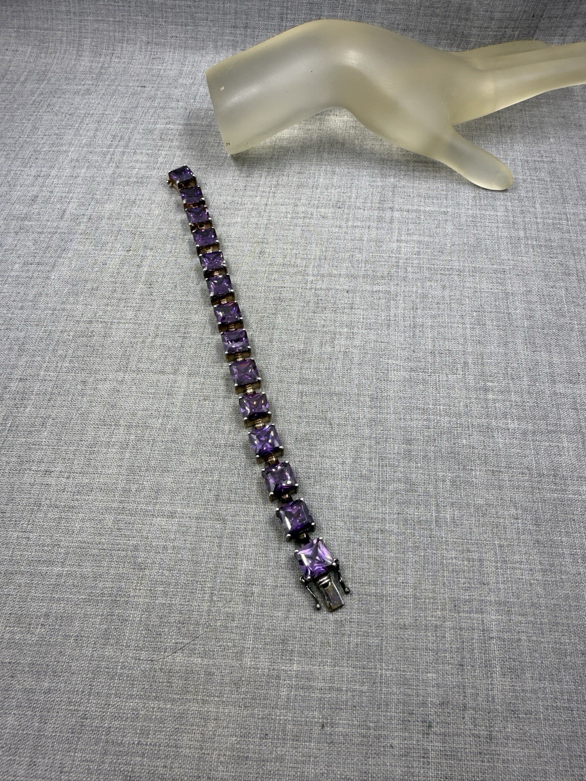 Lab-Created Princess Cut Amethyst Sterling Silver .925 Tennis Bracelet 6.5″