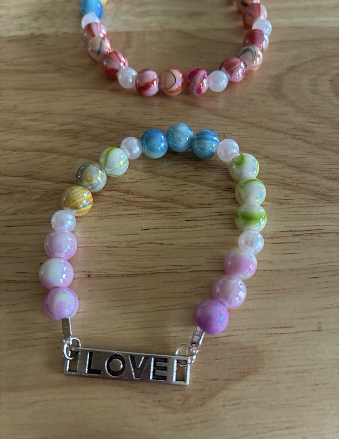 Handmade Multicolor Beaded Bracelet Set – Love Charm