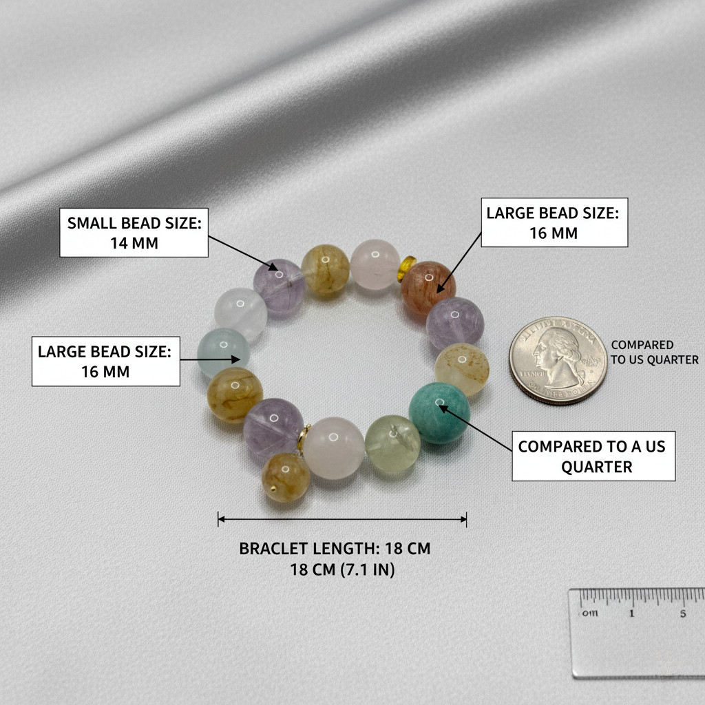 Natural Large Multi Gemstone Bracelet 14-16mm Beads Handmade Luxury Jewelry gift