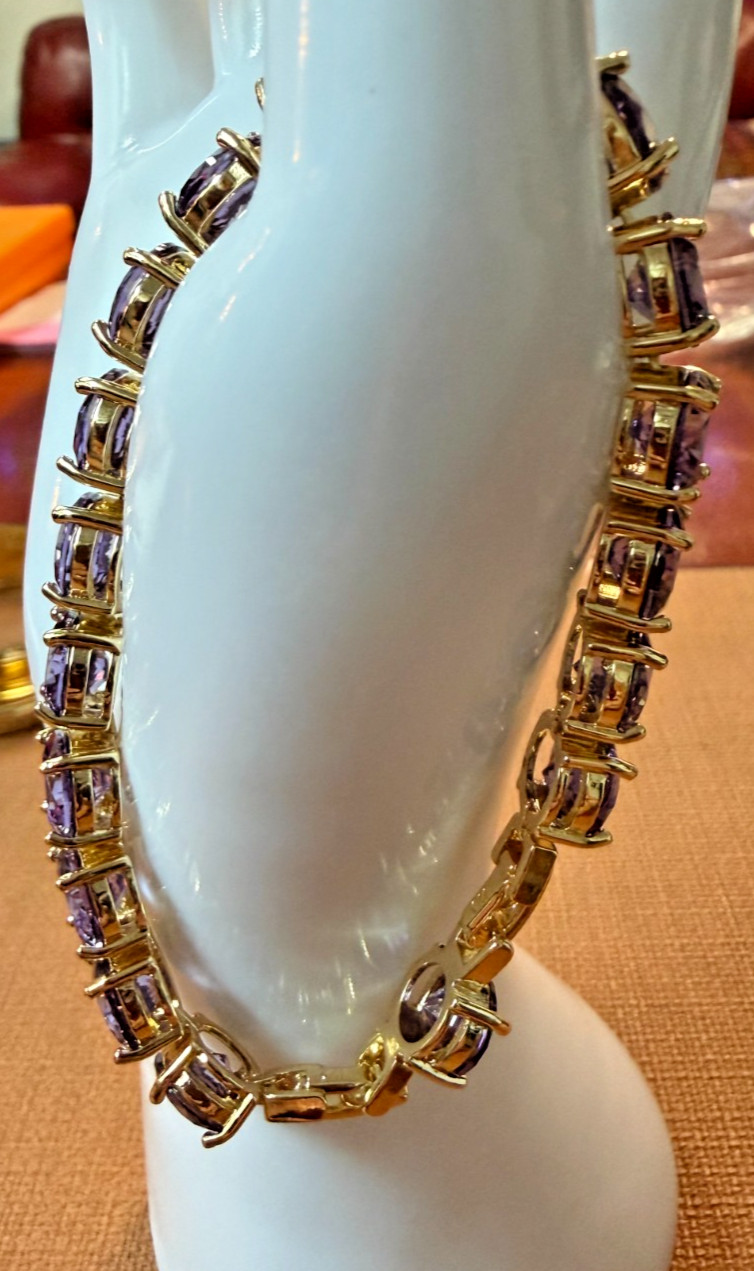 Elegant Purple Bracelet – 14K Gold Filled, Adjustable, Hypoallergenic