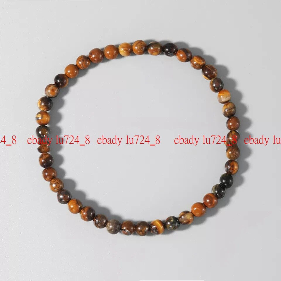 Lovely Fashion 4mm Yellow Tiger’s Eye Gemstone Round Beads Bracelet 7-9″