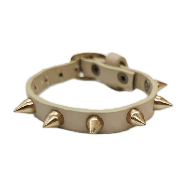 Blush Faux Leather Bracelet Stud Unisex Biker Punk Gothic Buckle 9.5 in