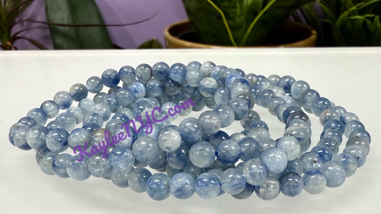 Wholesale 6 Pcs 6mm Natural Blue Kyanite 7.5” Crystal Healing Stretch Bracelet