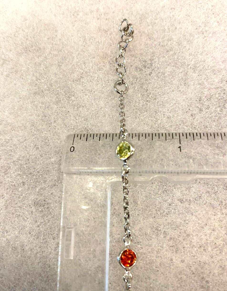 Sterling 1 MM Chain with CZ’s Ankle Bracelet 8 1/2 to 9 1/2 In. – 2.8 Grams