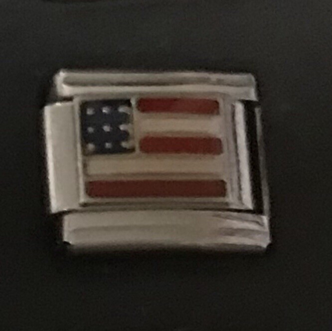 American Flag Wholesale Italian Charm Enamel 9mm Link K40