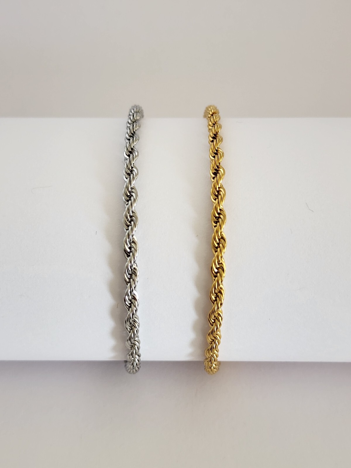 Stainless Steel Gold Plated Rope Chain/Bracelet 3mm Hip Hop Jewelry Unisex Women