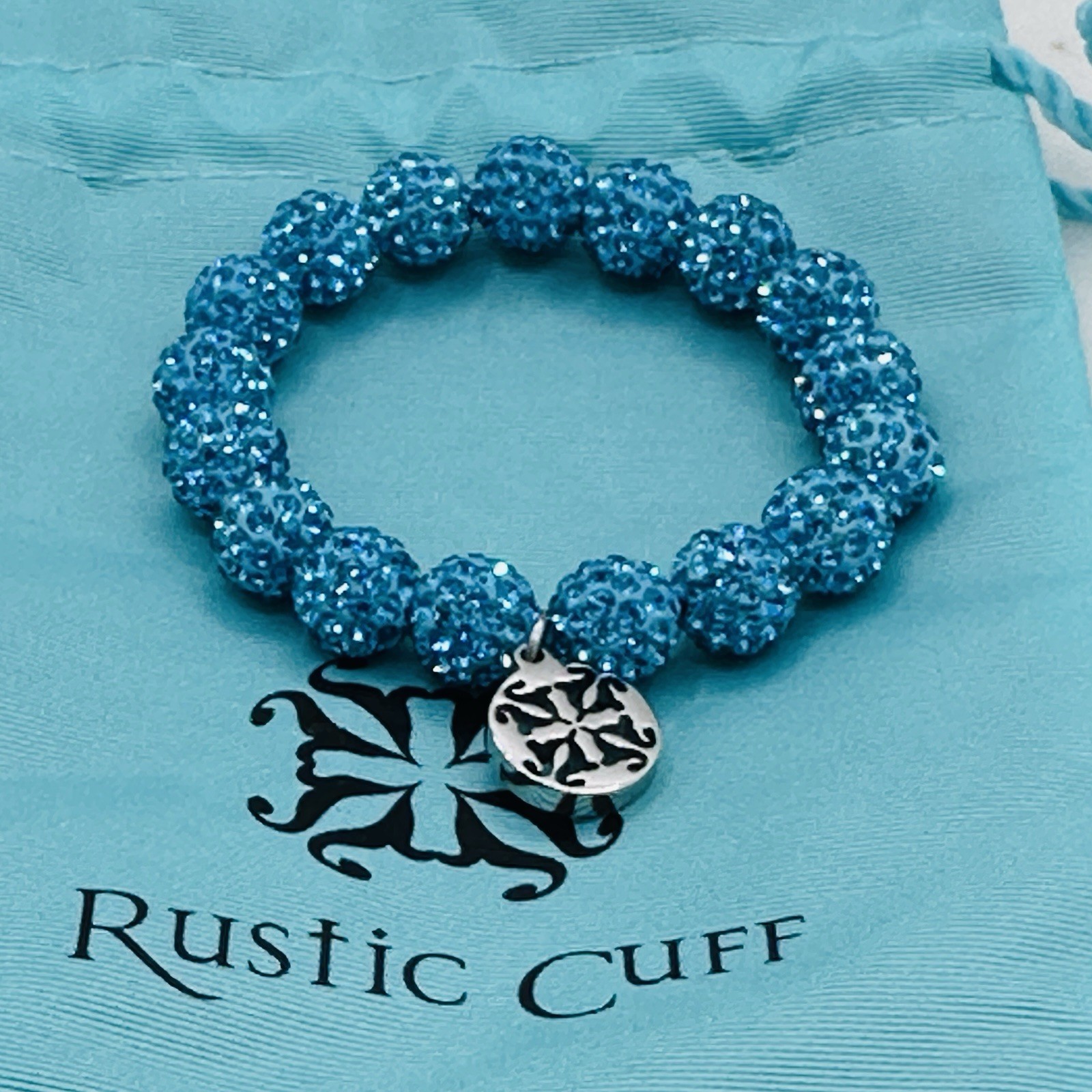 Rustic Cuff Summer Sunset Bracelet Stack 5 Pc Orange Blue Crystal Charm