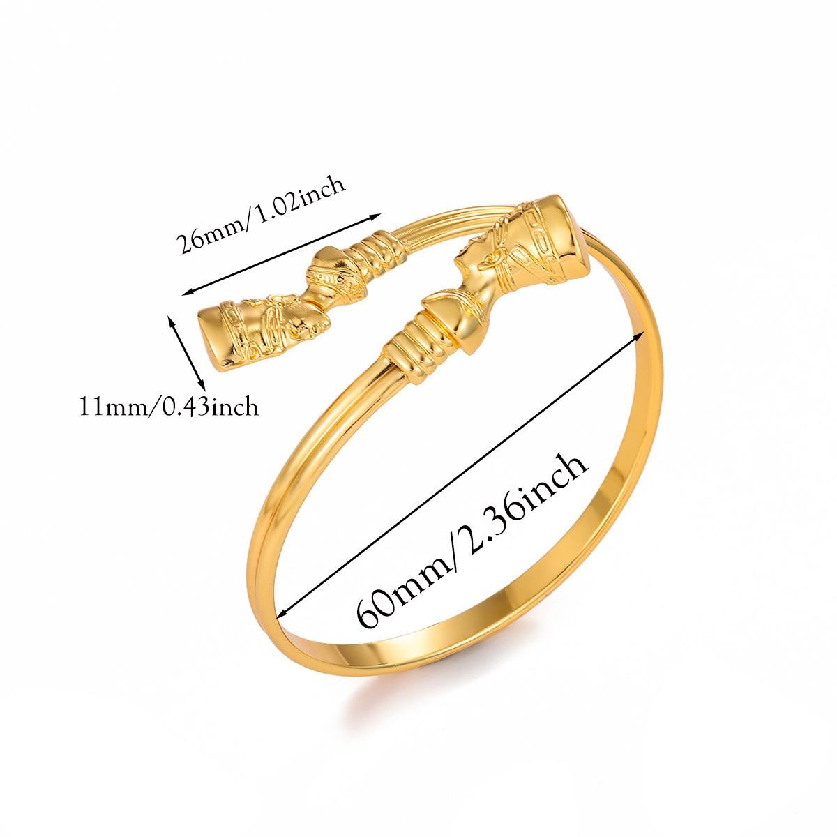 Unisex Bracelet Stylish Egyptian Nefertiti Bangles Africa Couple Cuff Gold Tone
