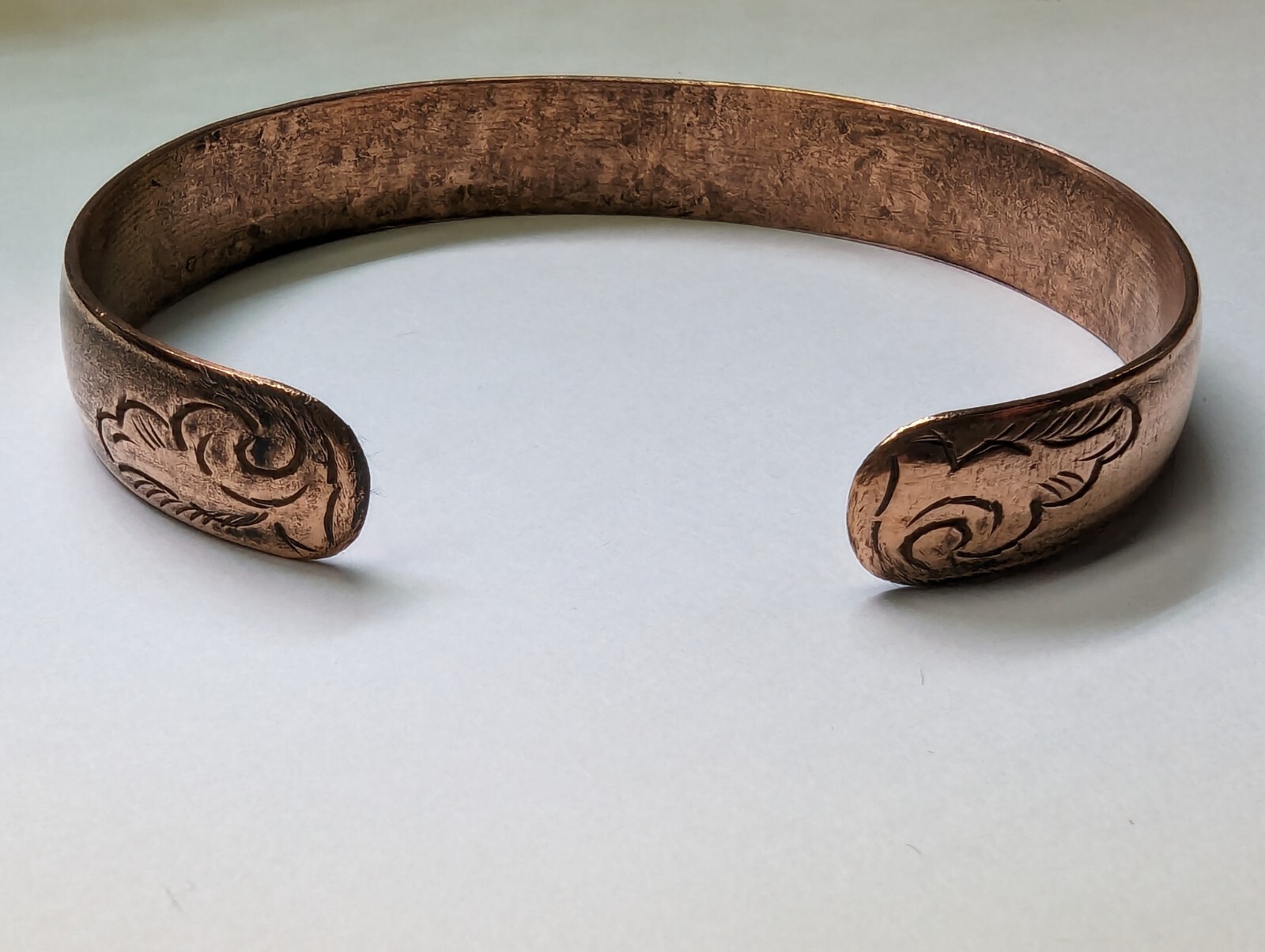 Copper Tibetan Cuff Bracelet. Hand Carved DRAGON Design. Unisex. Adjustable Fit.