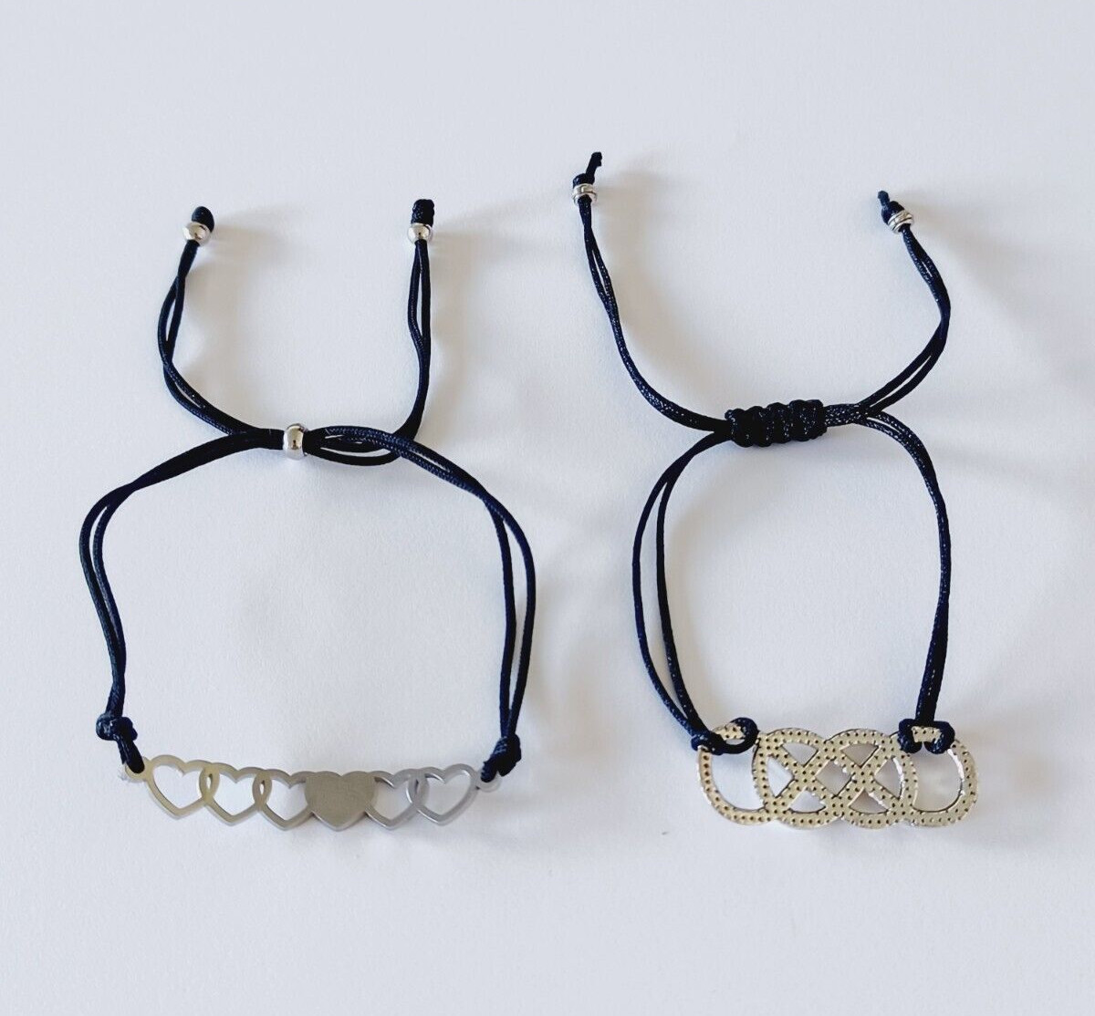 Connecting Hearts & Figure 8 Interloop Adjustable Bracelet Set