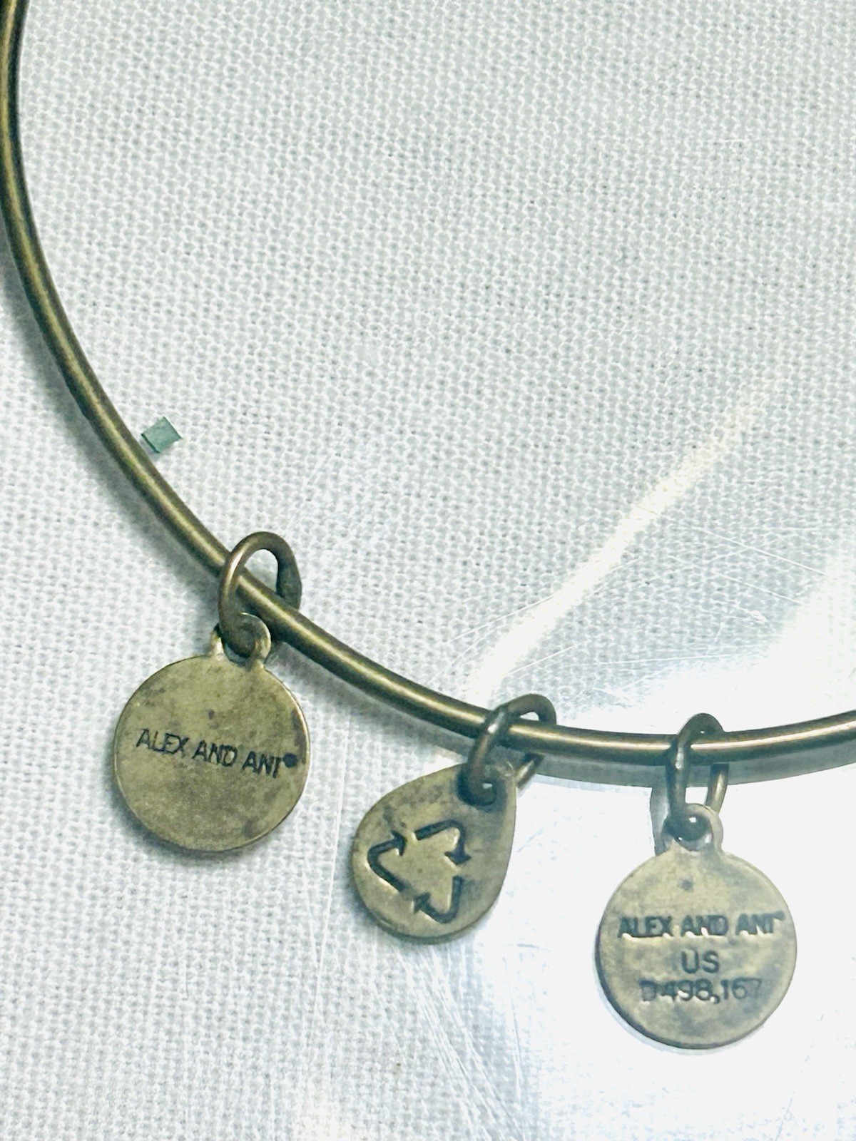 ALEX AND ANI Gold Tone Metal Charm Bangle Bracelet Oval Dangle Adjustable