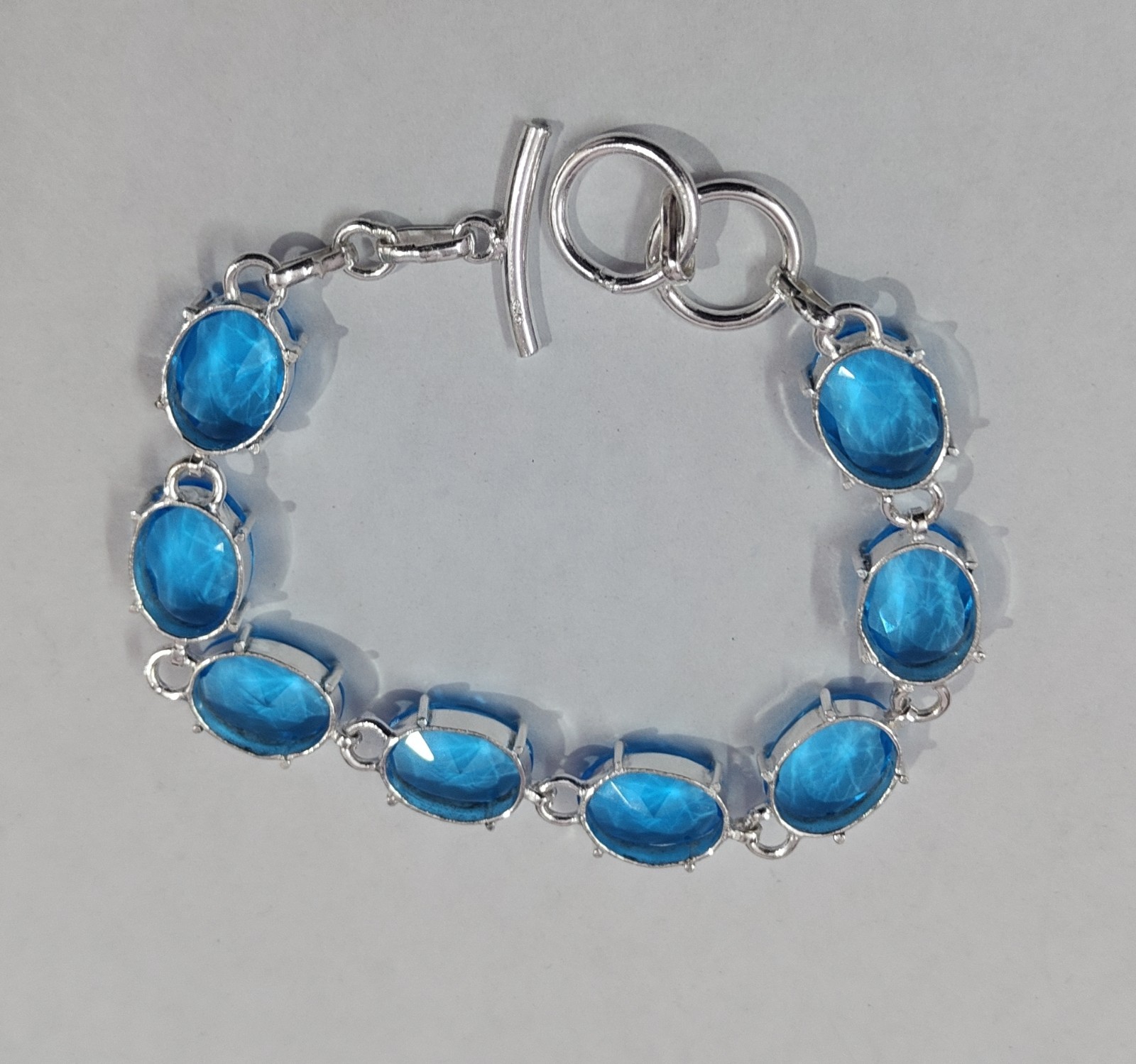 Free shipping Huge Faceted Bluetopaz Stone Handmade Bracelet