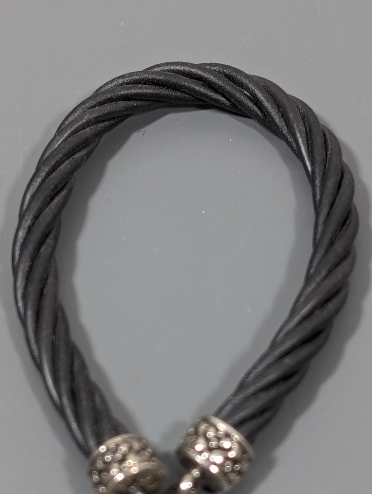 Black Multi Cord Two Tone Bali Style Cross Charm Toggle Bracelet 6.5 inch
