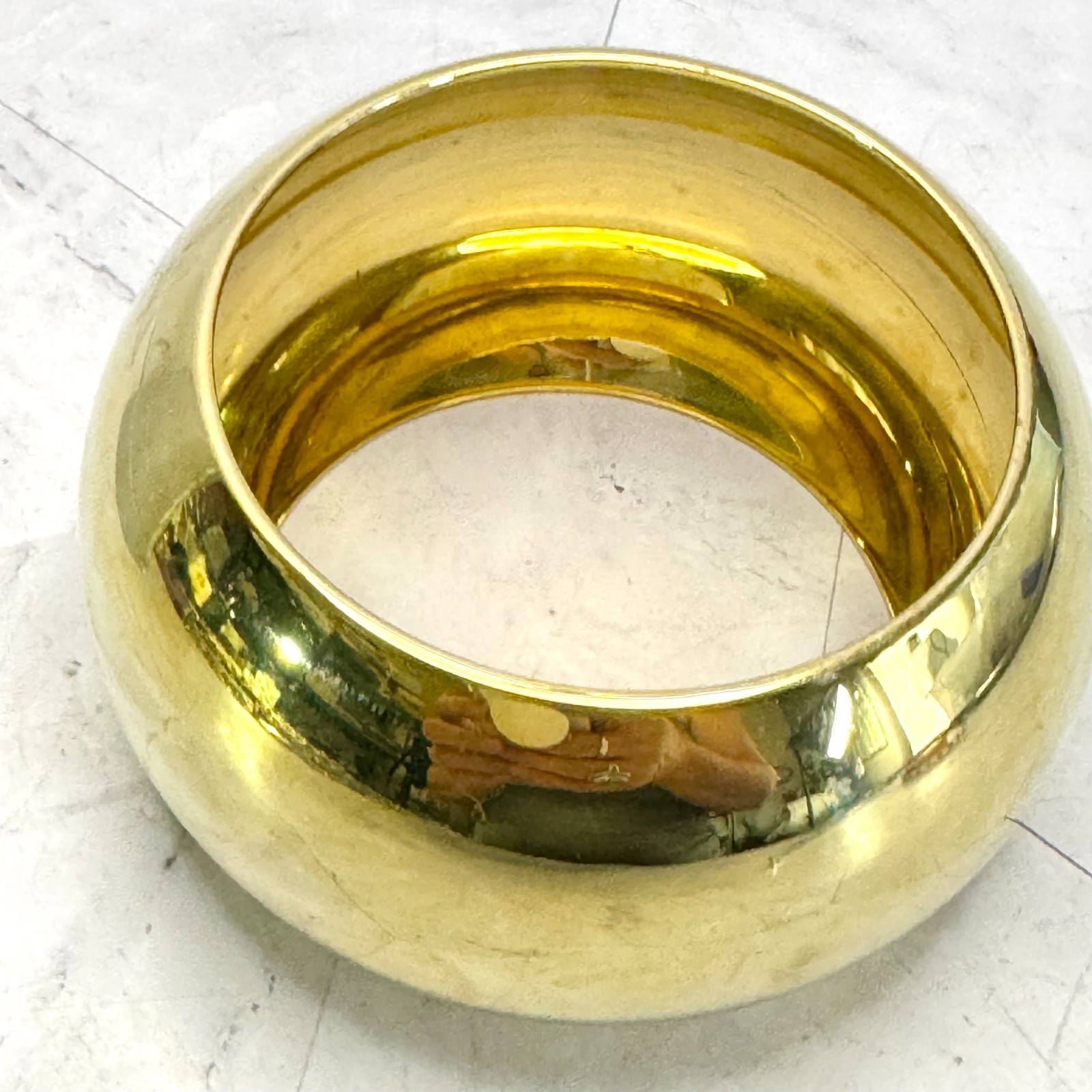 J Crew Gold Tone Bangle Large Chunky 5″ Wide Rounded Statement Bracelet Size 6.5