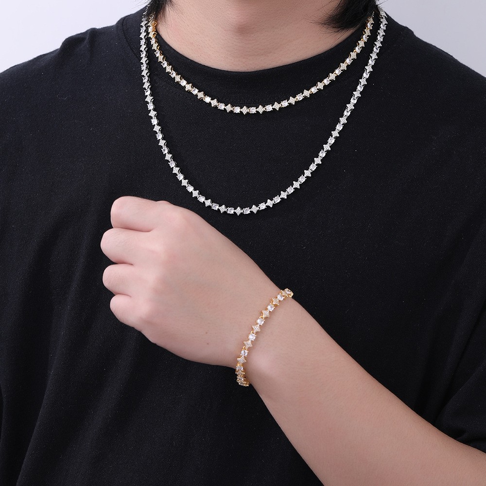 Men Women Iced Out Chain Tennis Bracelet CZ Zircon 925 Silver Gold Hip Hop 6MM