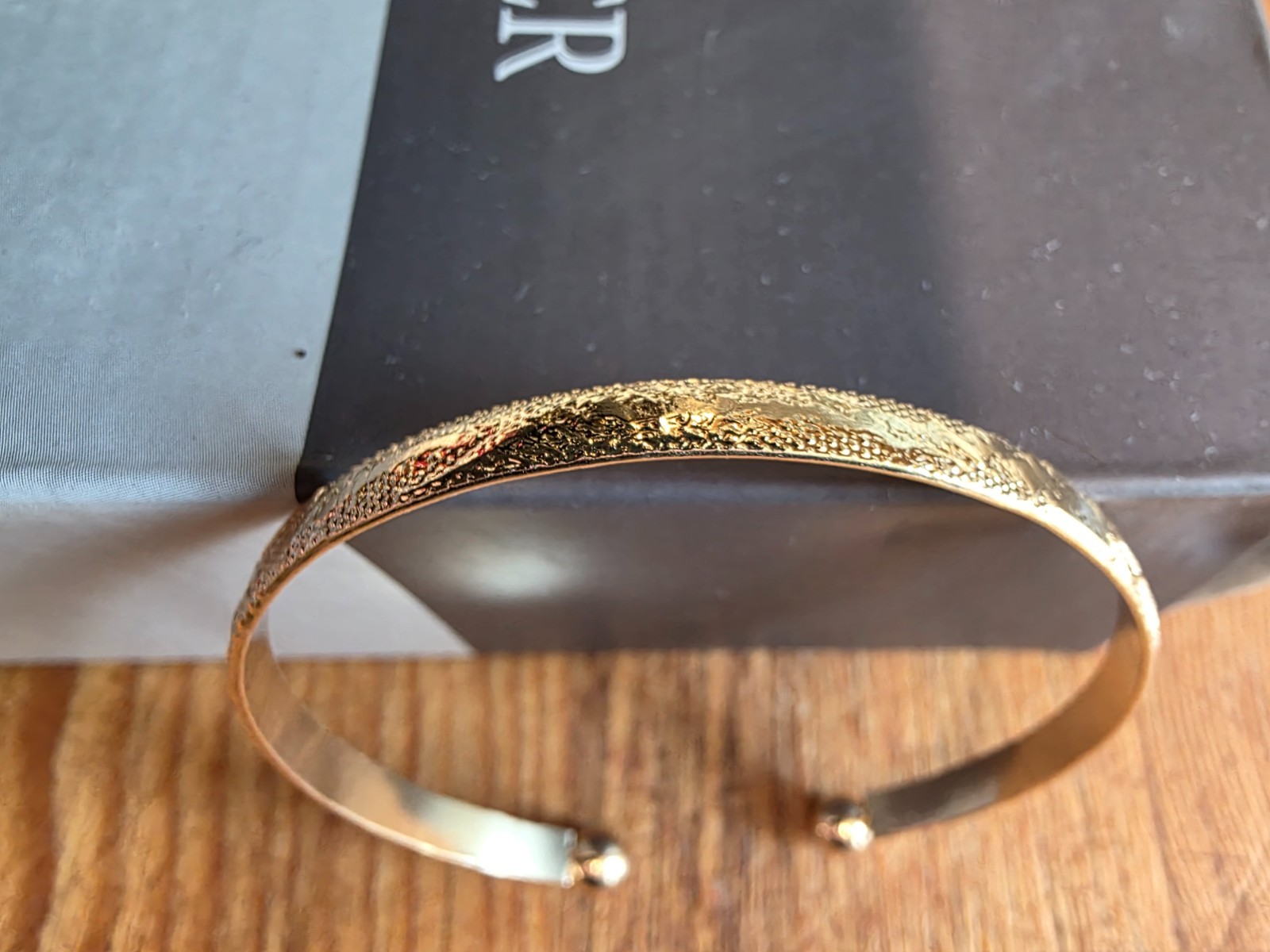Stackable Textured Open-Cuff Design Golden Bracelet New Condition