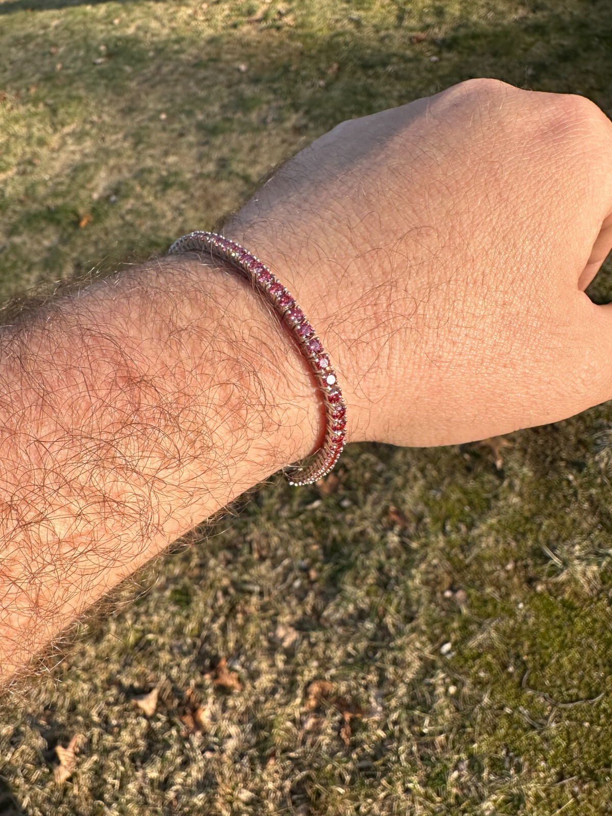 Real Iced Pink MOISSANITE 3mm Tennis Bracelet 925 Silver Passes Tester GRA