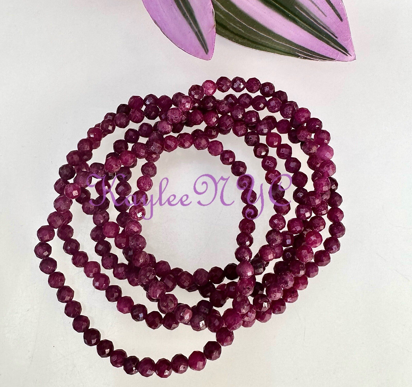 Wholesale 6 Pcs Natural Ruby 4mm Faceted 7.5” Healing Stretch Bracelet