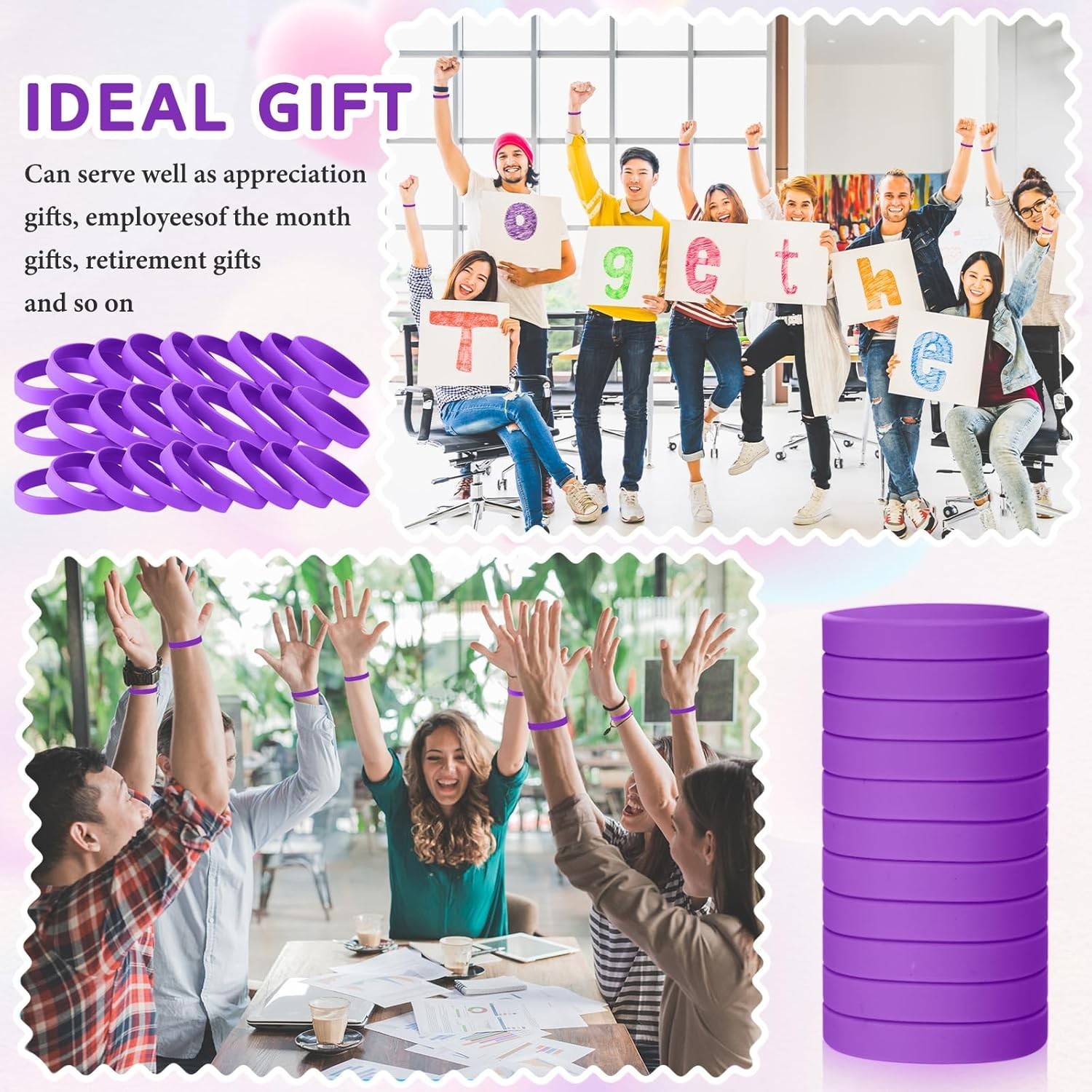 Silicone Rubber Wristbands Bulk for Women Men Purple 100 Pcs Stretchy Bracelets