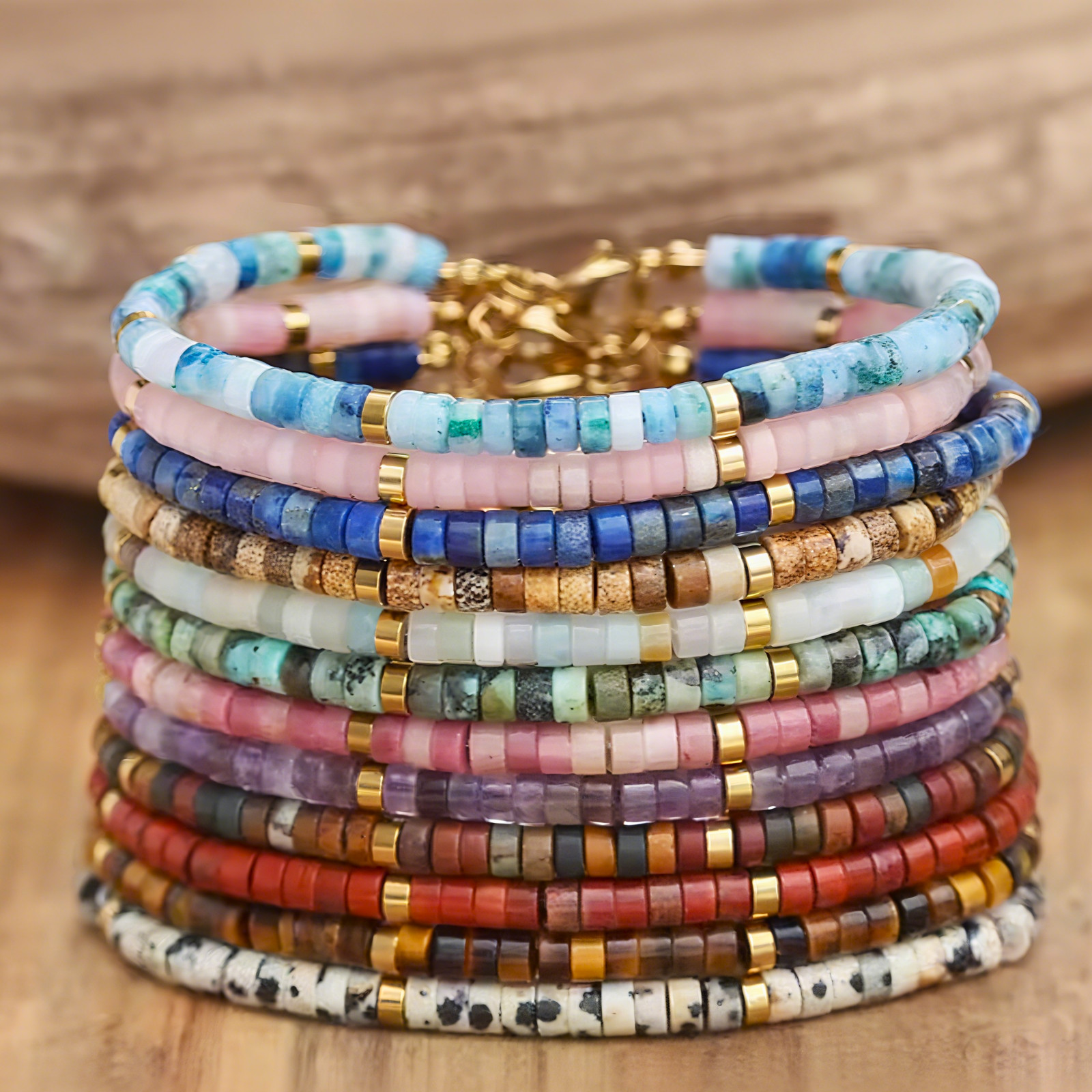 Lapis Lazuli Tube Beads Blue Crystal Gemstone Dainty Women Healing Bracelet Gift