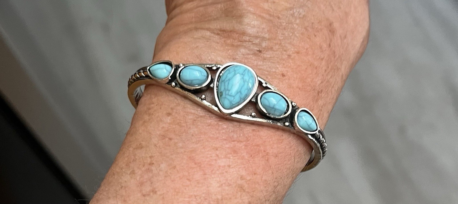 925 Silver Tibetan Vintage Turquoise Cuff Bracelet 🩵🌹