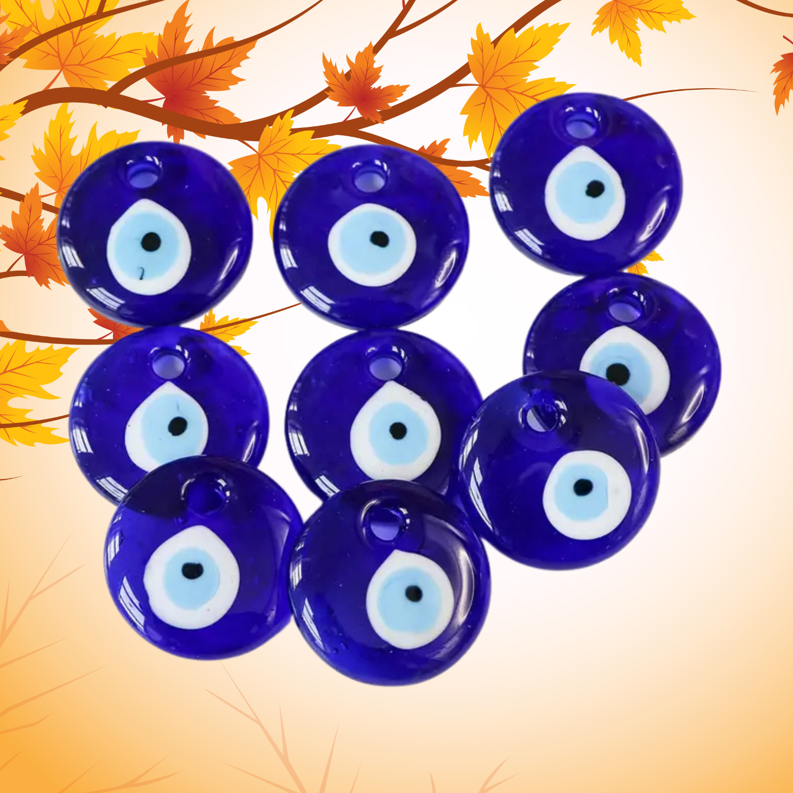 Blue Evil Eye Glass Charm with Hanging Cord – Price is for One Charm
