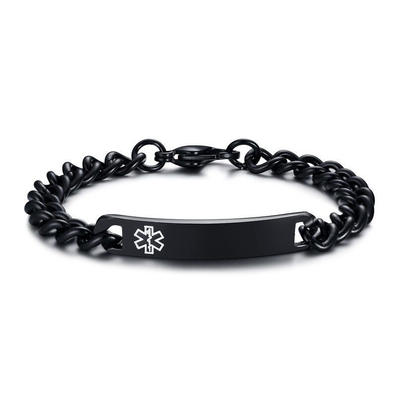 Stainless Steel Men Bracelet Medical Alert Chain Gift Just throw me in the trash