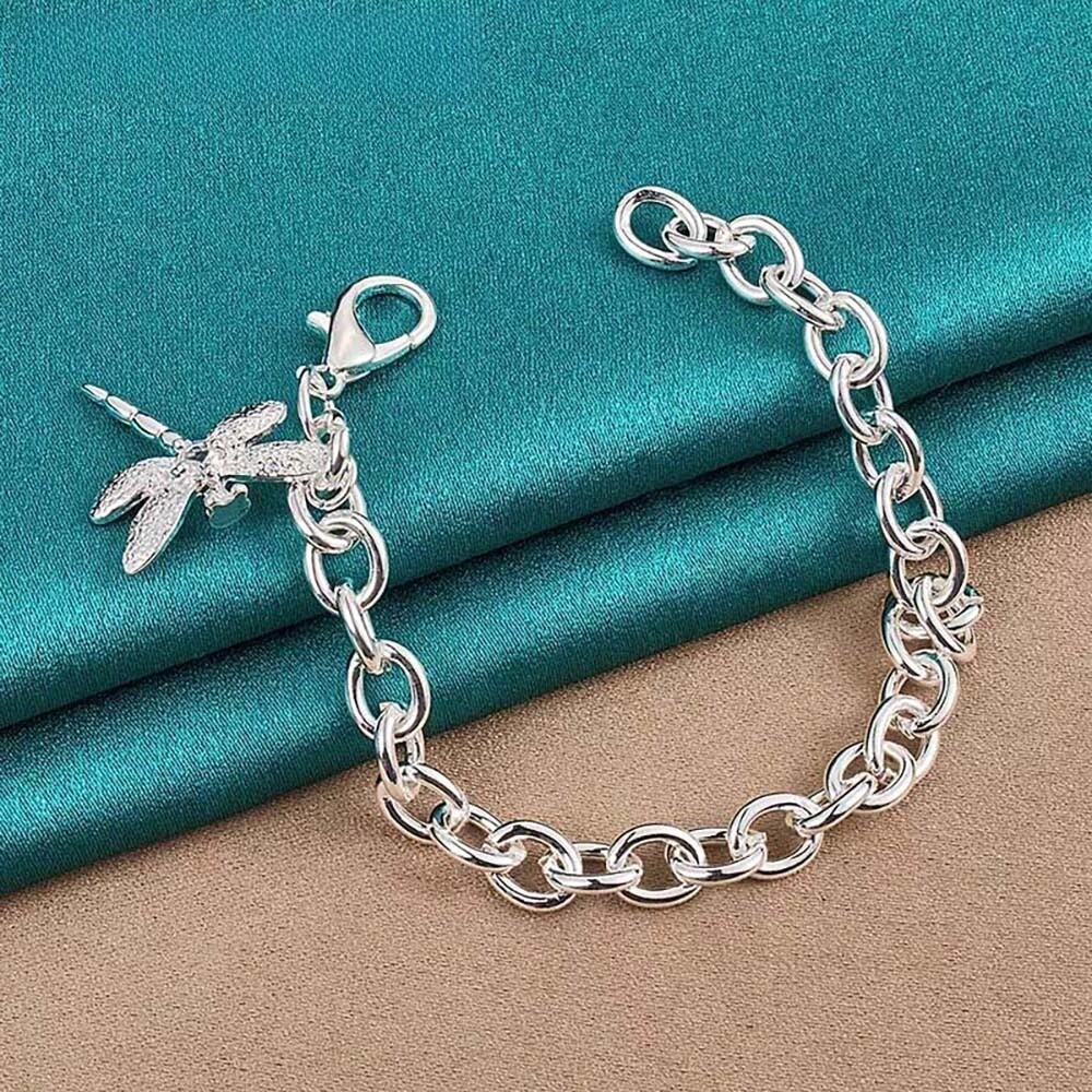 925 Sterling Silver Dragonfly Gift Bracelet for Women – Zircon Pendant Jewelry