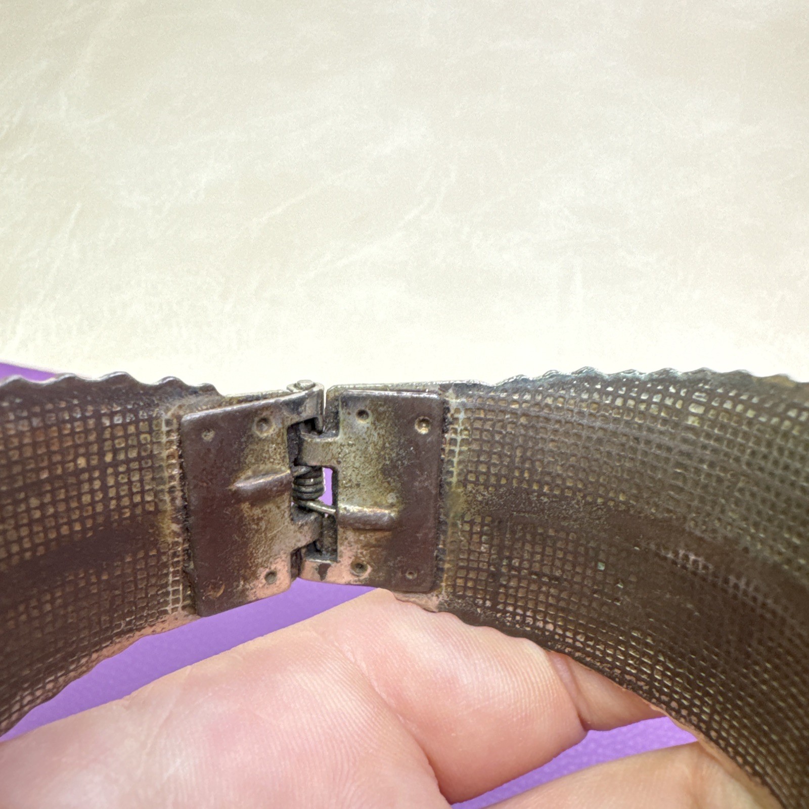 Leaf Wrap Cuff Bracelet Etched Metal Silver Tone