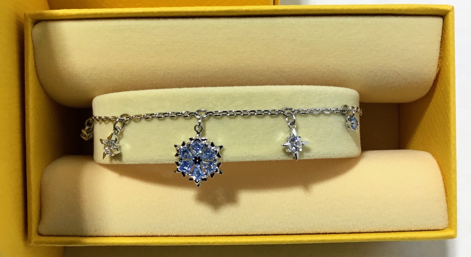 Swarovski Magic Snowflake Adjustable Bracelet, Blue, Rhodium Plated
