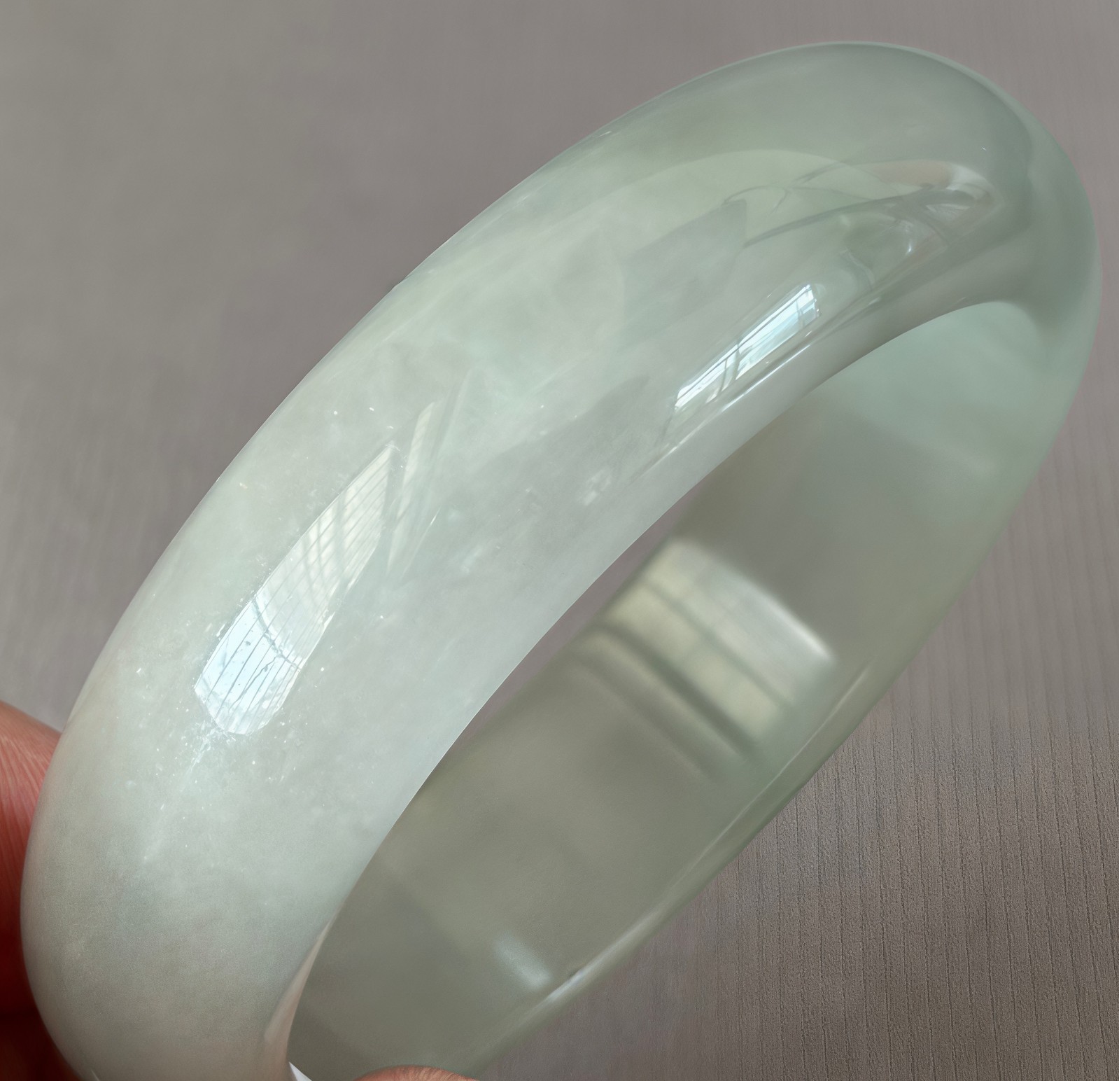 54.7mm White Green Emerald Icy Jadeite Jade Bracelet Bangle Burma Jade Bangle