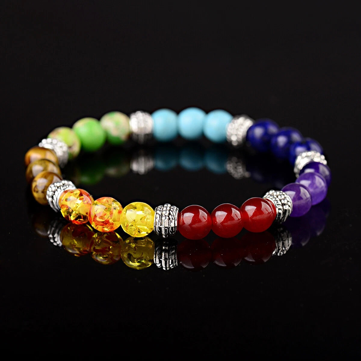 7 Chakra Natural Stone Reiki Energy Healing Women Men Charm Bracelets Jewelry