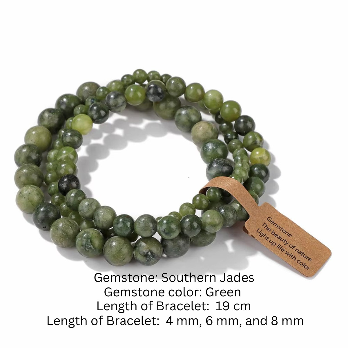 Southern Jade Natural Stone Bracelet For Women Men Healing Jewelry 19 cm