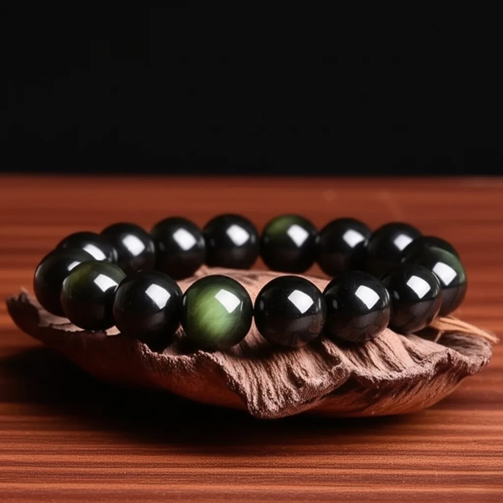 Natural Rainbow Obsidian 12mm Beads Gemstone Healing Stretch Bracelet Handmade