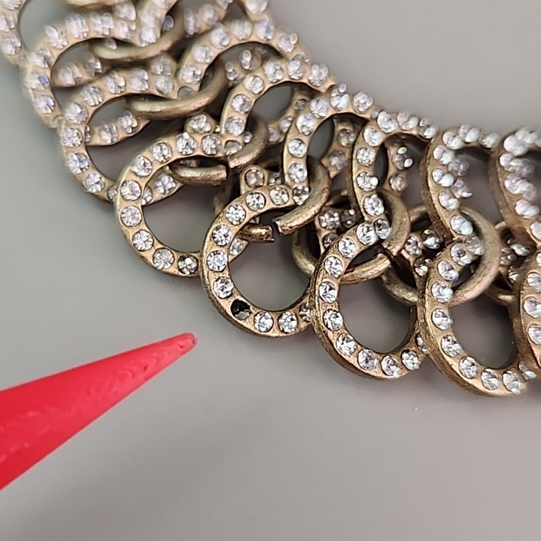 J Crew Linked Bracelet Figure 8 Clear Rhinestones 6.5″