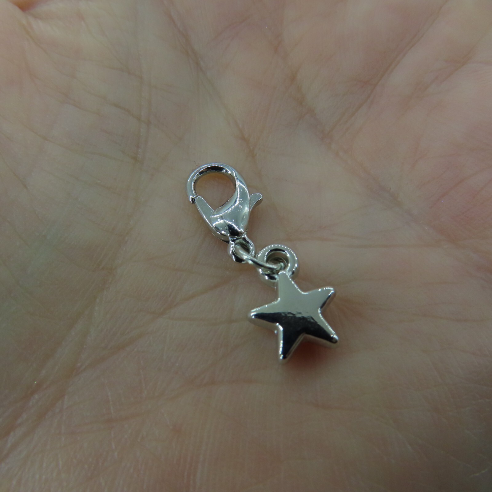 LITTLE STAR Charm Zipper Pull Keyring Add On Clip Dangle Silver Tone Celestial