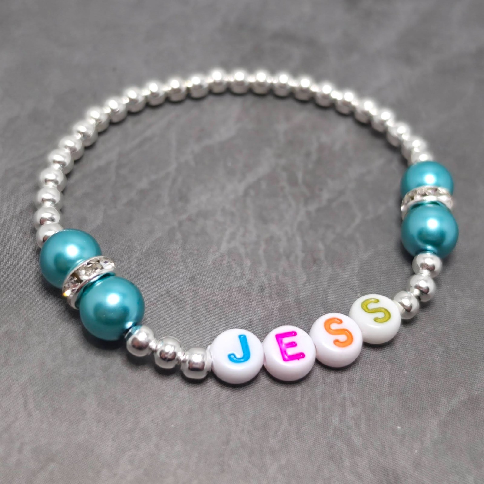 Personalised Stretch Name Bracelet Girls Ladies Teacher Gift Birthday Party Bag