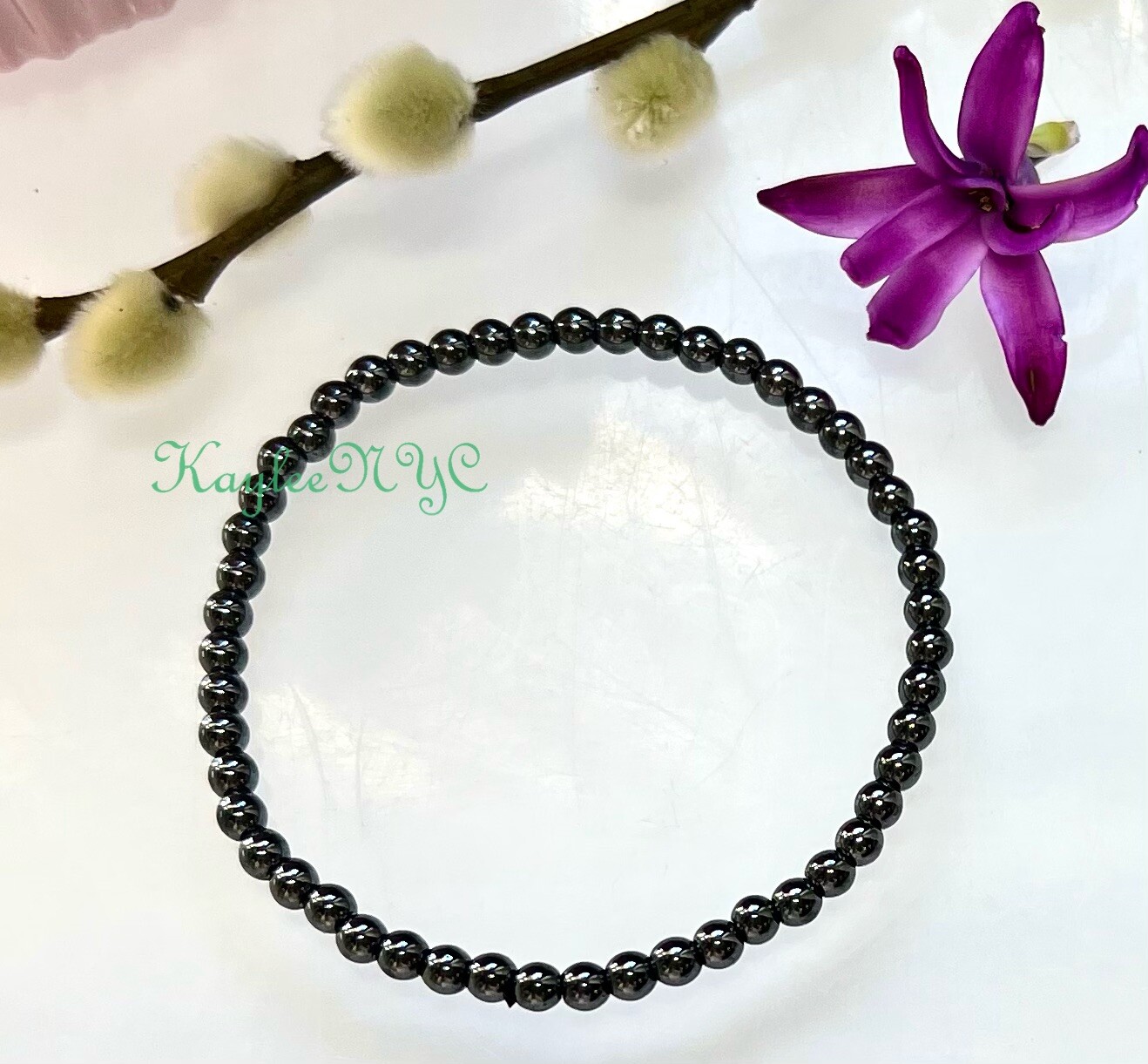 Wholesale Lot 6 Pcs Natural Hematite 4mm 7.5” Crystal Stretch Bracelet