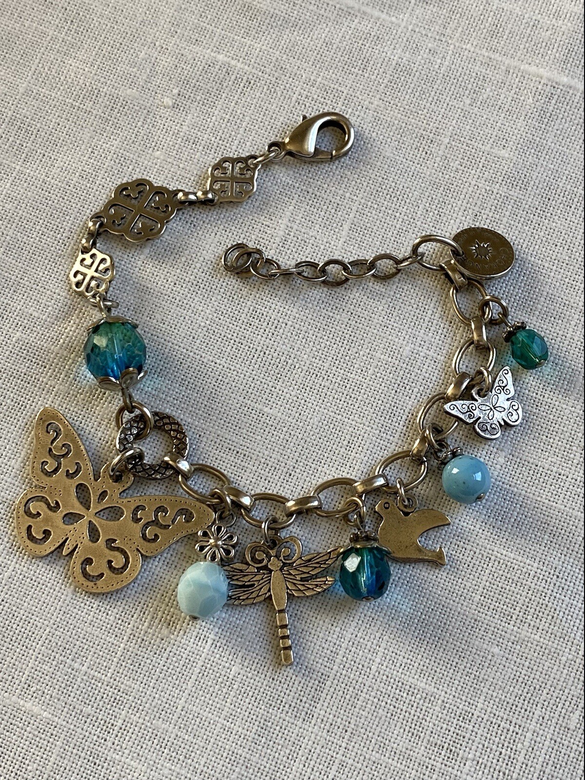 Chorange French Charm Bracelet Butterfly Blue Beads Paris France