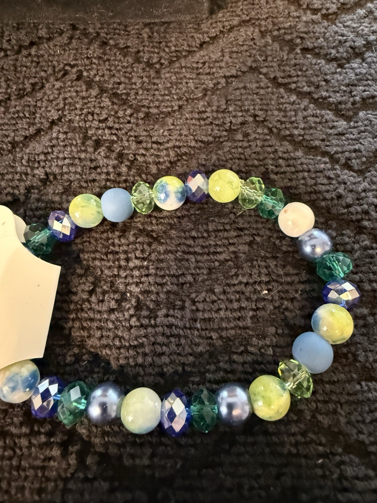 Lot Of 8 – Blues & Greens Beaded Stretch Bracelets 6” To 7.5”
