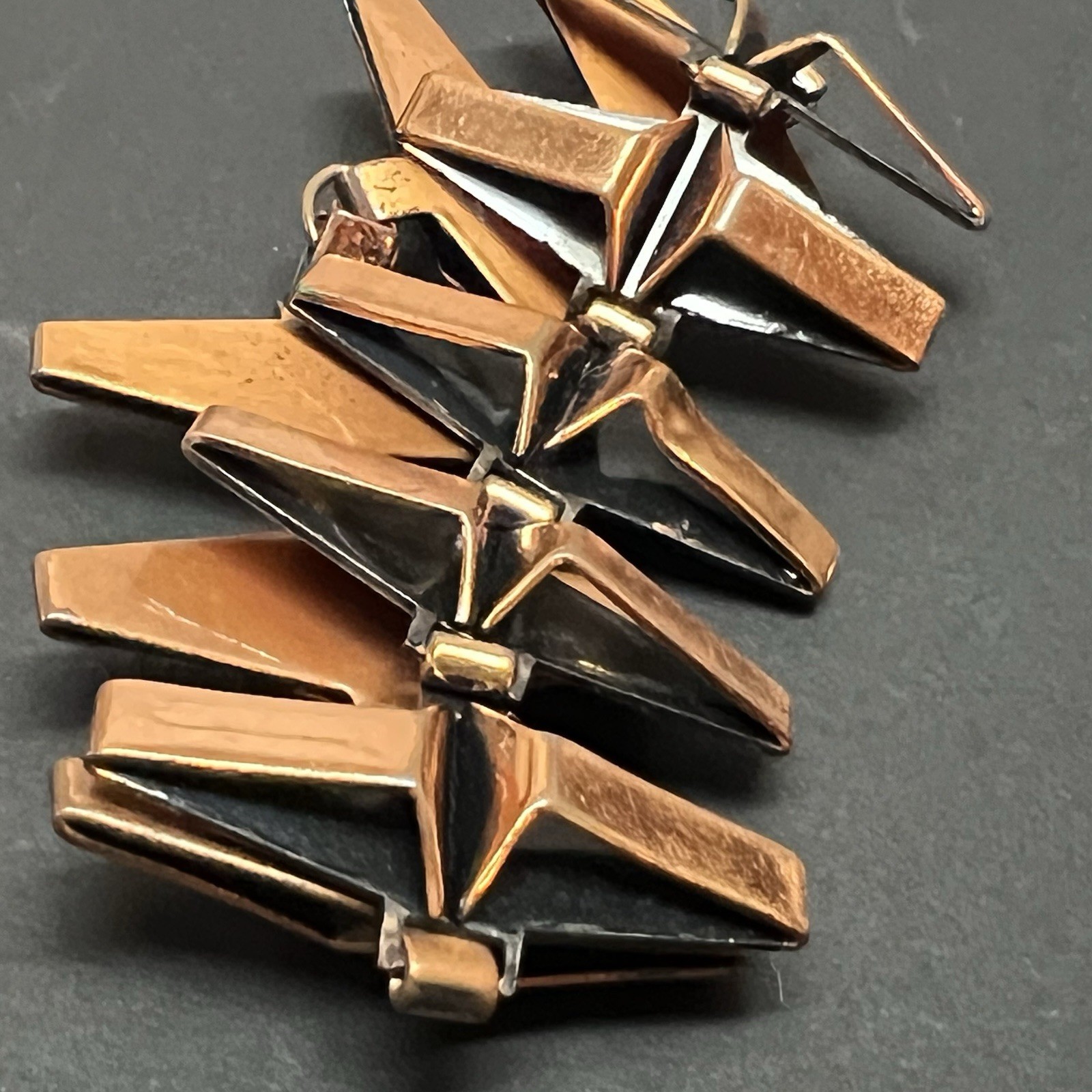 Renoir Matisse MCM Copper Bracelet 7″ Mid century modern black Geometric wide