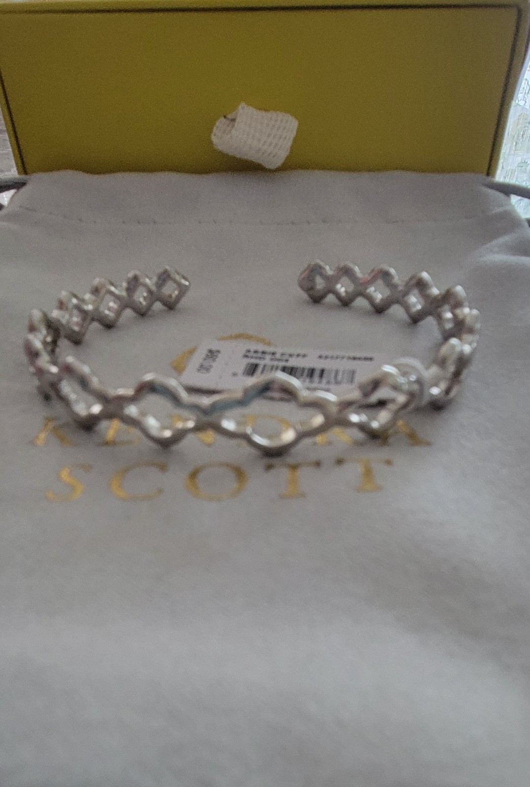Kendra Scott Abbie Adjustable Cuff Bracelet Brushed Silver NWT $70 Pouch & BOX